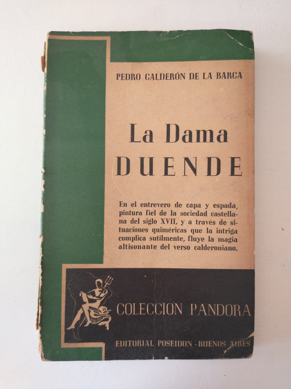 Libro usado en venta: La dama Duende de Pedro Calderon de la Barca; editorial Poseidon impreso en 1943 realizamos envios a todo el mundo.1