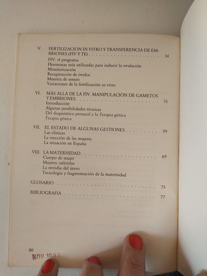 Libro usado en venta: La maternidad tecnologica de Leonor Taboada; editorial Icaria impreso en 1986 realizamos envios a todo el mundo.3