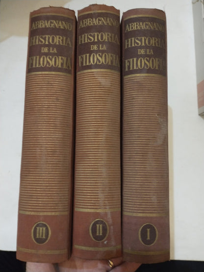 Libro usado en venta: Historia de la filosofia (3 Tomos) de Nicolas Abbagnano; editorial Montaner y Simon impreso en 1955 envios a todo el mundo.4