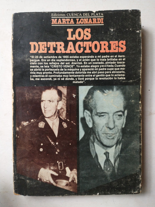 Libro usado en venta: Los detractores de Marta Lonardi; editorial Cuenca del Plata impreso en 1981 realizamos envios a todo el mundo.1