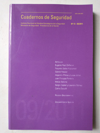 Libro usado en venta: Cuadernos de seguridad - N? 14 - 09/2011; editorial INEES impreso en 2011 realizamos envios a todo el mundo.1