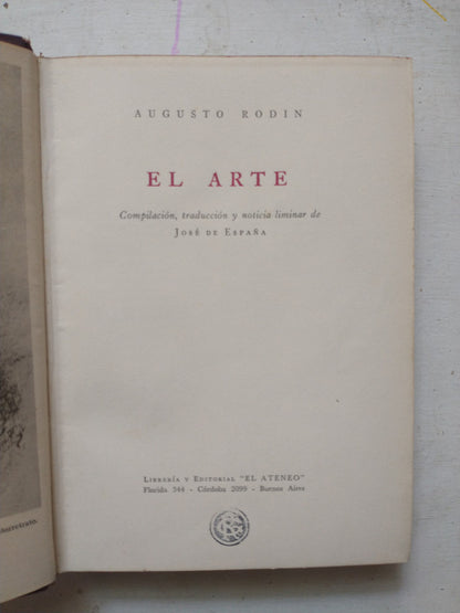 Libro usado en venta: El arte de Augusto Rodin; editorial El Ateneo impreso en 1943 realizamos envios a todo el mundo.1