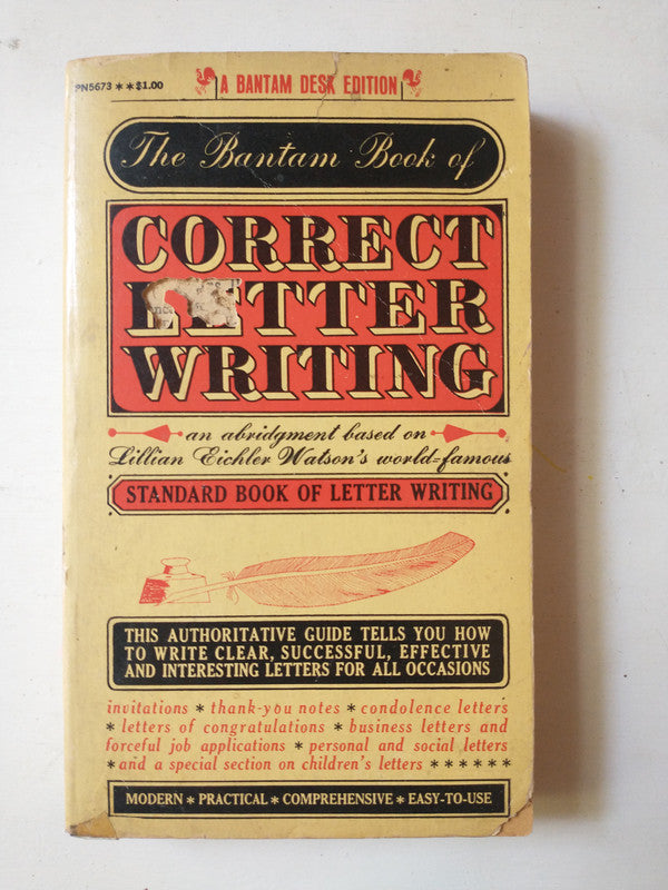 Libro usado en venta: The Bantam book of correct letter writing; editorial Bantam impreso en 1972 realizamos envios a todo el mundo.1