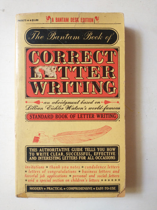 Libro usado en venta: The Bantam book of correct letter writing; editorial Bantam impreso en 1972 realizamos envios a todo el mundo.1
