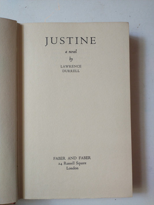 Libro usado en venta: Justine de Lawrence Durrell; editorial Faber and Faber impreso en 1957 realizamos envios a todo el mundo.1