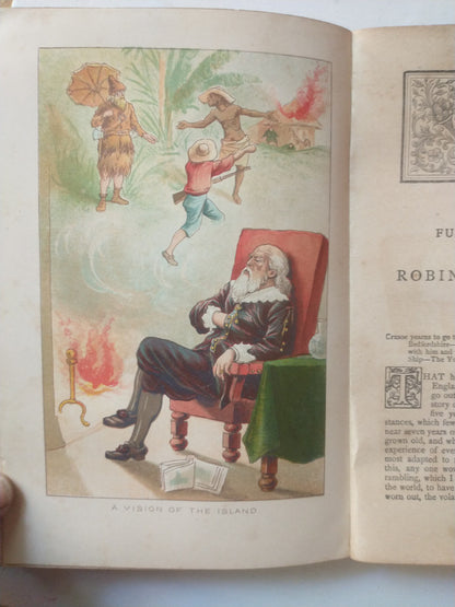 Libro usado en venta: The life and adventures of Robinson Crusoe de Daniel Defoe; editorial Frederick Warne and Co. impreso en 1868.5