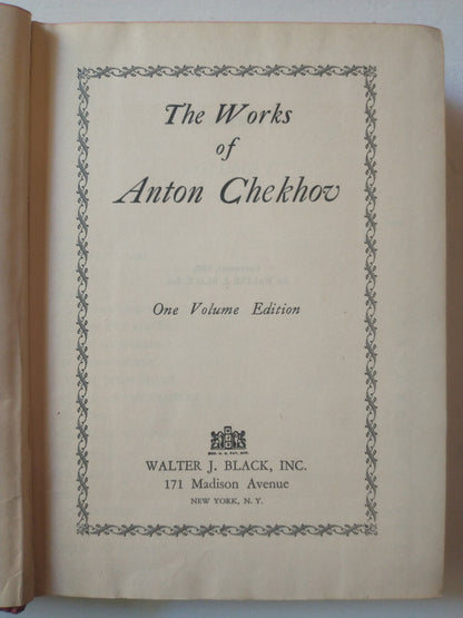Libro usado en venta: The works of Anton Chekhov - One volume; editorial Walter J. Black impreso en _ realizamos envios a todo el mundo.1
