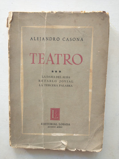 Libro usado en venta: Teatro 3 de Alejandro Casona; editorial Losada impreso en 1964 realizamos envios a todo el mundo.1