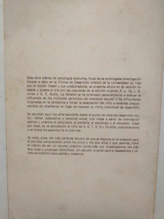 Libro usado en venta: El ni?o de cinco a diez a?os; editorial Paidos impreso en 1977 realizamos envios a todo el mundo.2