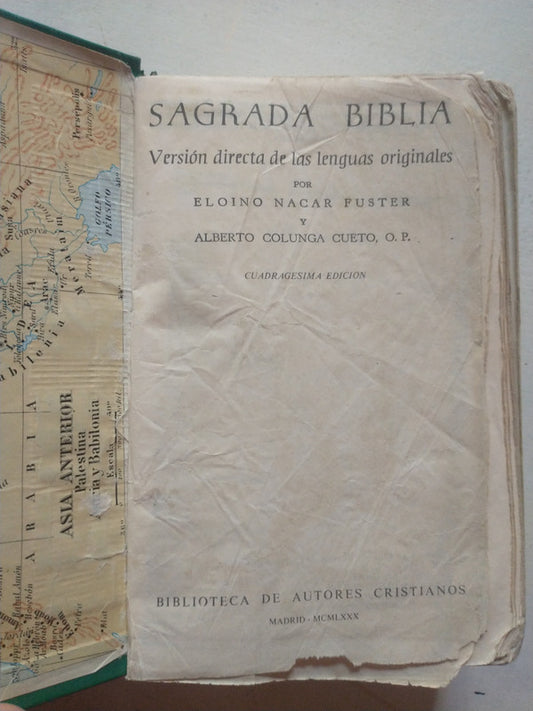 Libro usado en venta: Sagrada Biblia - Version directa de las lenguas originales de Eloino Nacar - Alberto Colunga Cueto, O.P.; B.A.C. impreso en 19691.1
