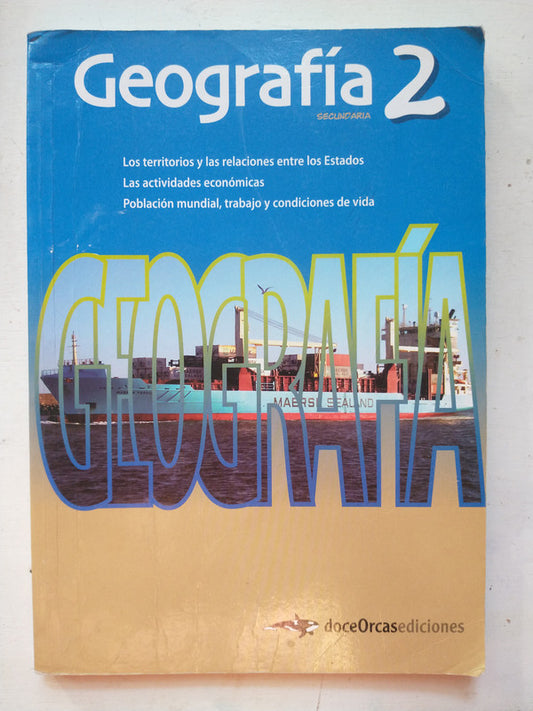 Libro usado en venta: Geografia 2 de Viviana Estela Quiñones; editorial DoceOrcas impreso en 2012 realizamos envios a todo el mundo.1