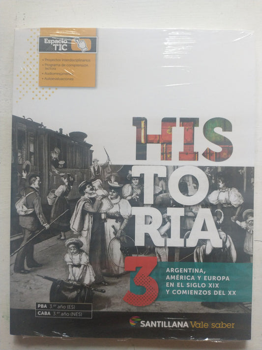 Libro usado en venta: Historia 3: Argentina, America y Europa en el siglo XIX y comienzos del XX; editorial Santillana.1