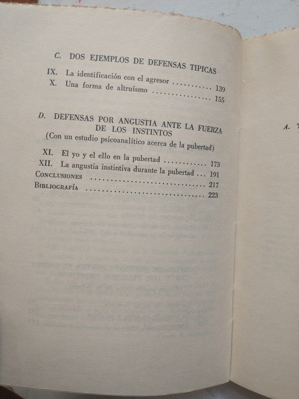 Libro usado en venta: El Yo y los mecanismos de defensa de Anna Freud; editorial Paidos impreso en 1949 realizamos envios a todo el mundo.2