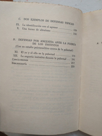 Libro usado en venta: El Yo y los mecanismos de defensa de Anna Freud; editorial Paidos impreso en 1949 realizamos envios a todo el mundo.2