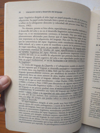 Libro usado en venta: Interaccion social y desarrollo del lenguaje y cognicion de Alison F. Garton; editorial Paidos impreso en 1994.3