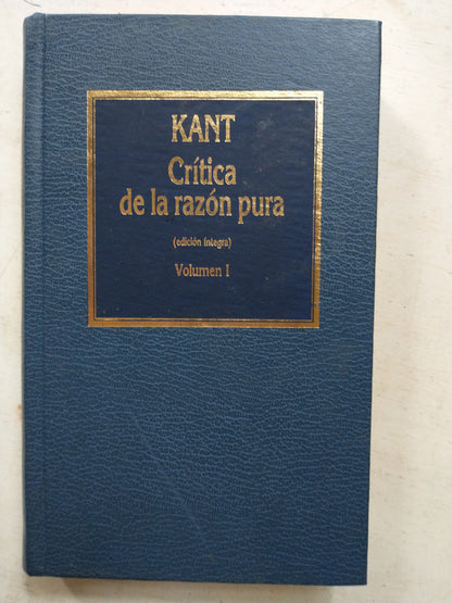 Libro usado en venta: Critica de la razon pura - Edicion Integra (vol) de Immanuel Kant; editorial Hyspamerica impreso en 1984.1