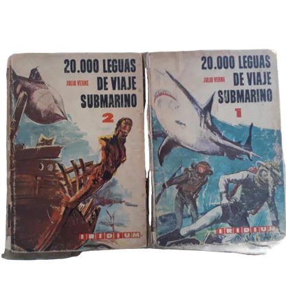 Libro usado en venta: 20.000 leguas de viaje submarino (2 Tomos) de Julio Verne (Jules Verne); editorial Kapelusz impreso en 1965
